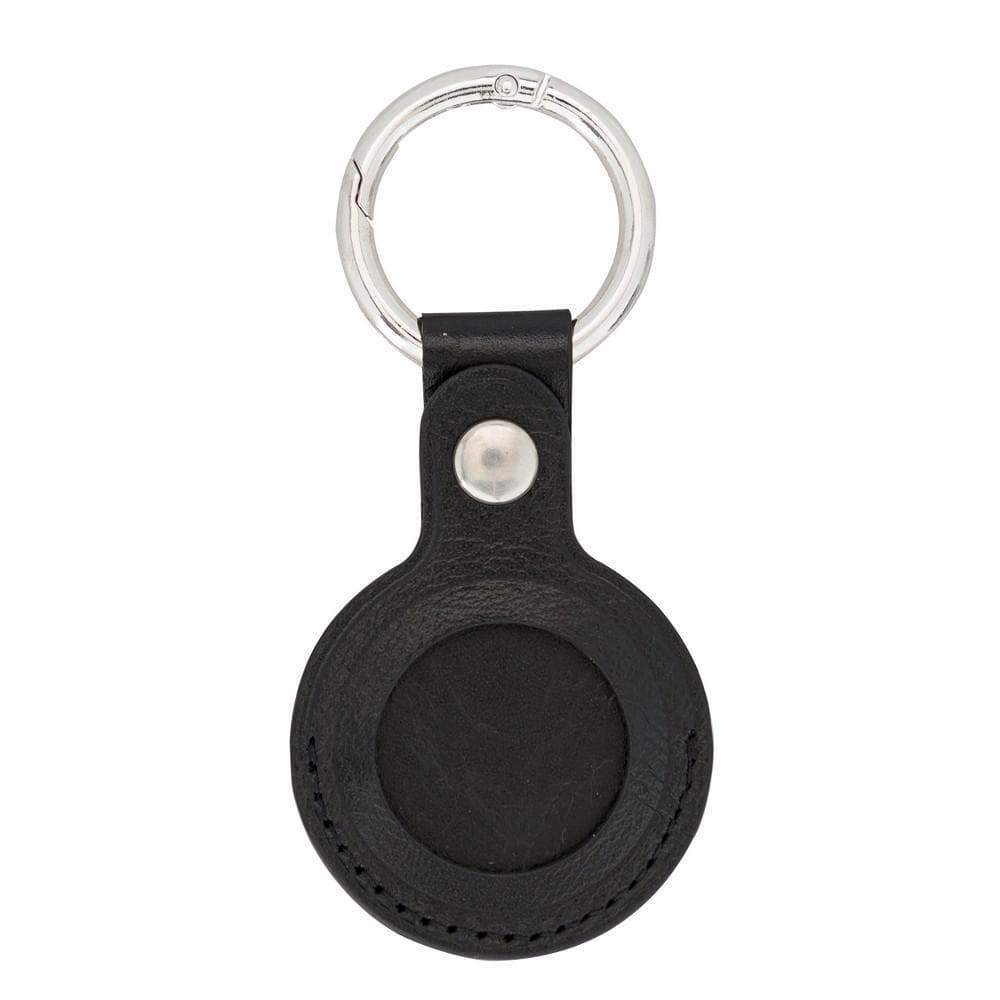 Stylish and secure AirTag leather case with metal ring
