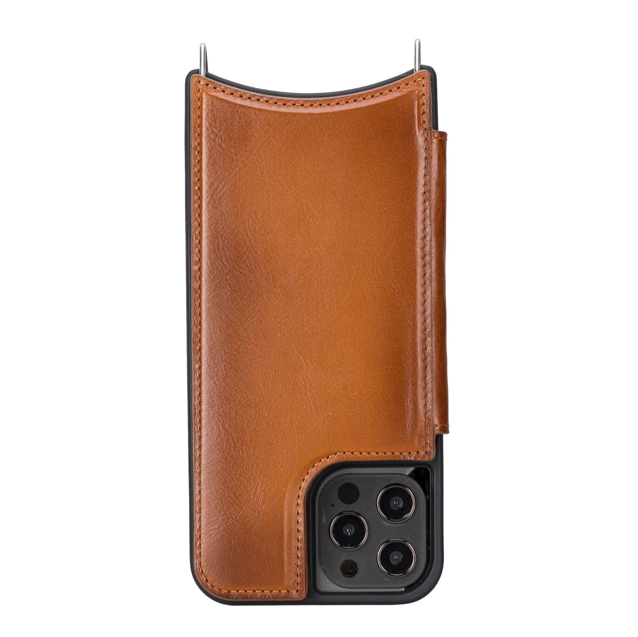 Saff iPhone 12 / 12 Pro Leather Case with Shoulder Strap
