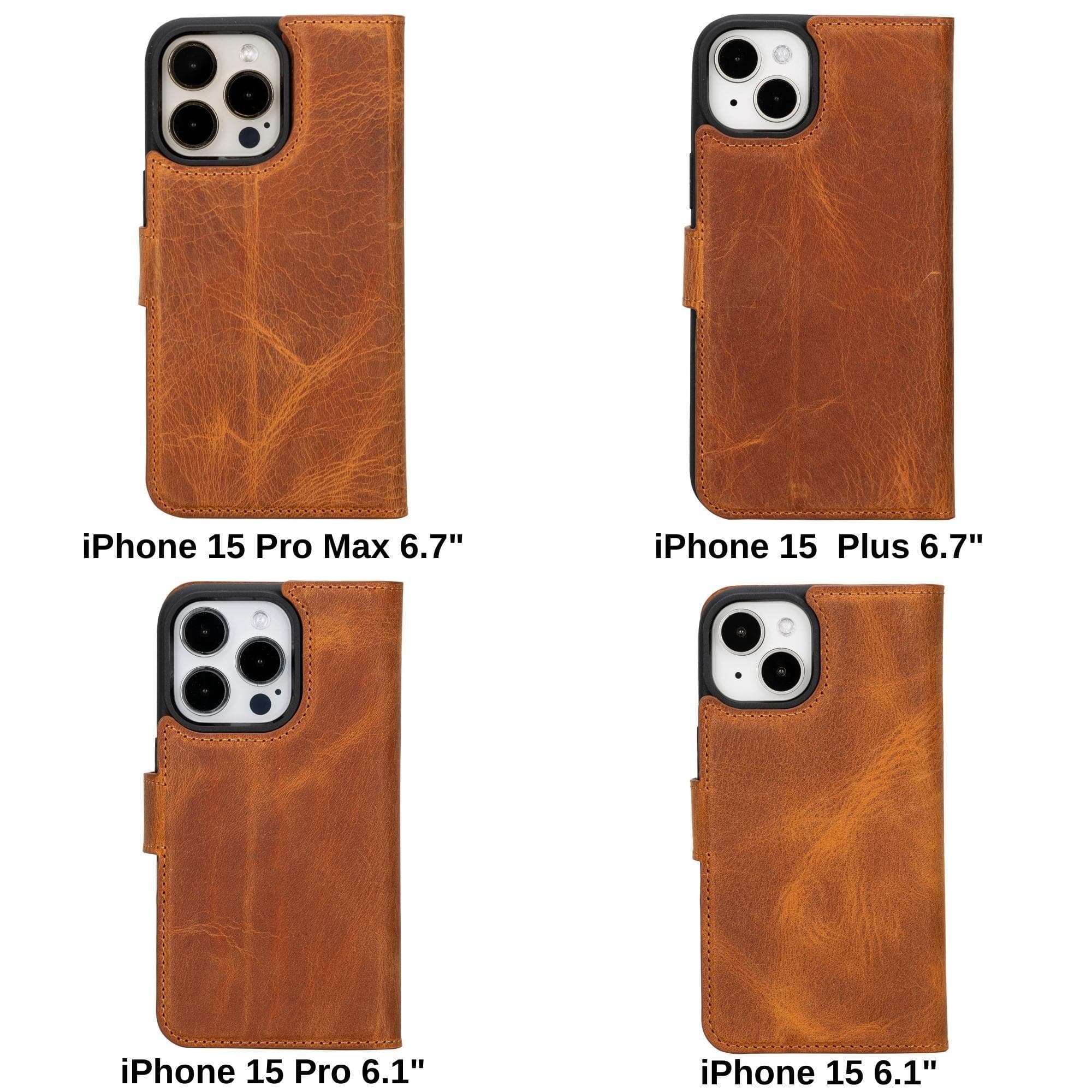Magic iPhone 15 (6.1") Detachable Leather Wallet Case