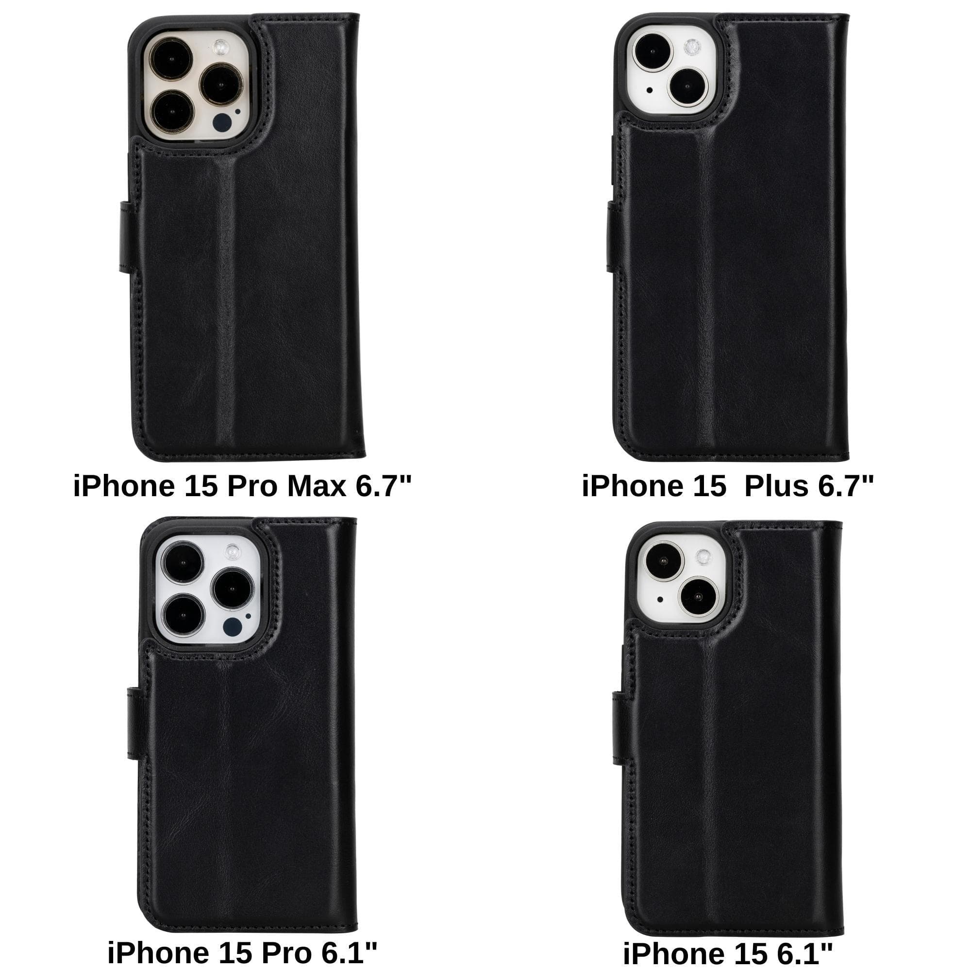 Étui portefeuille amovible en cuir Magic pour iPhone 15 Plus