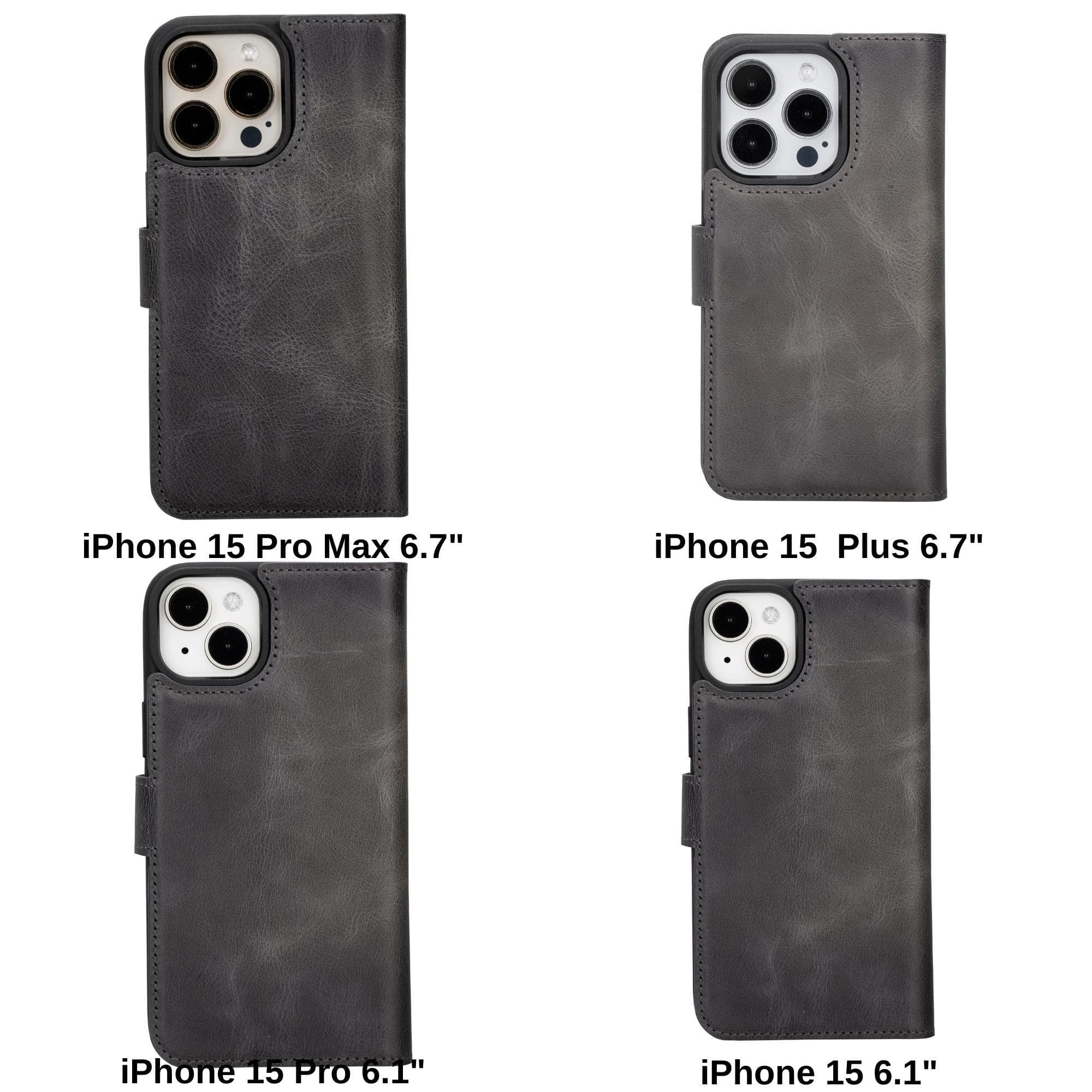 Étui portefeuille amovible en cuir Magic pour iPhone 15 Plus