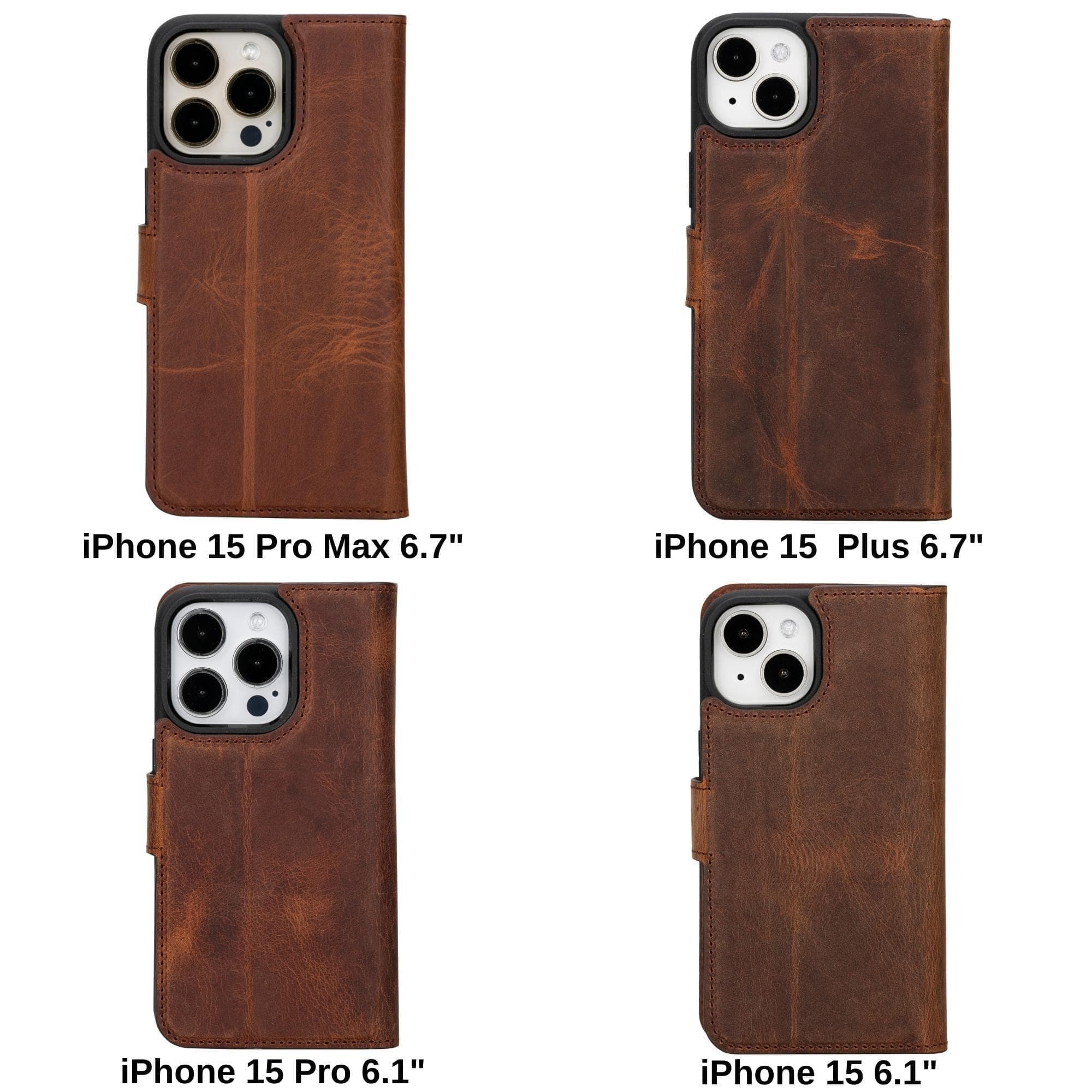 Étui portefeuille amovible en cuir Magic pour iPhone 15 Plus