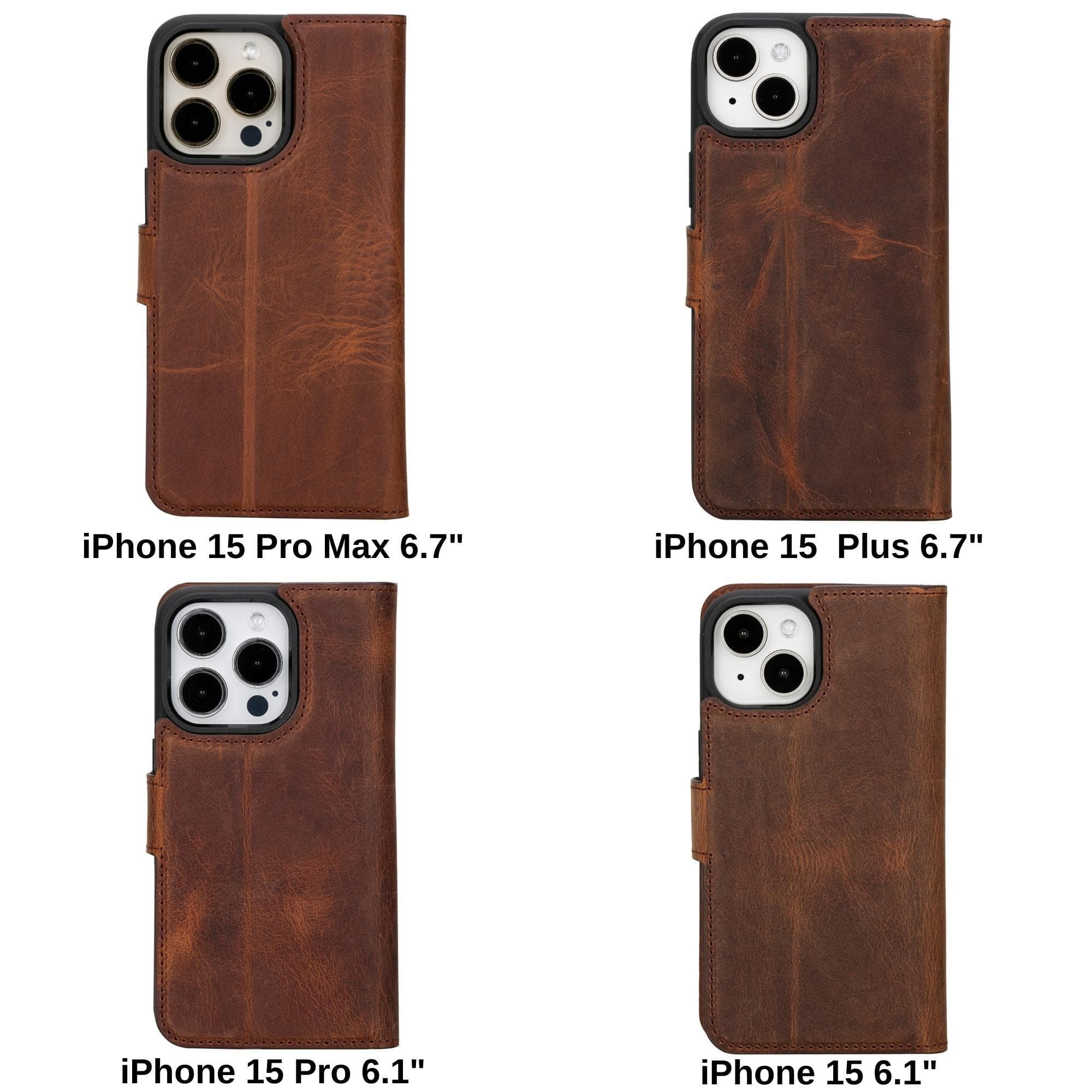 Magnem iPhone 15 Pro Genuine Leather Magic Detachable Wallet Case