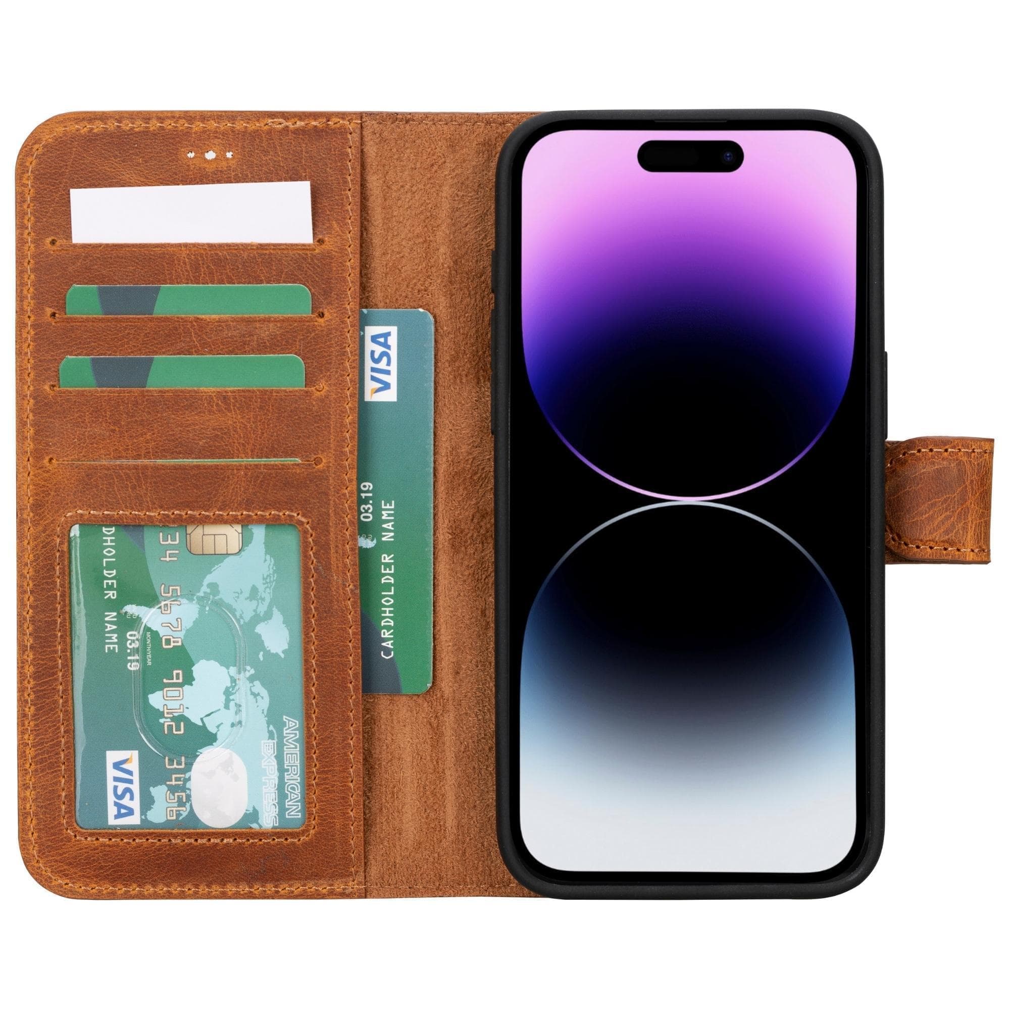 Magnem iPhone 15 Pro Genuine Leather Magic Detachable Wallet Case
