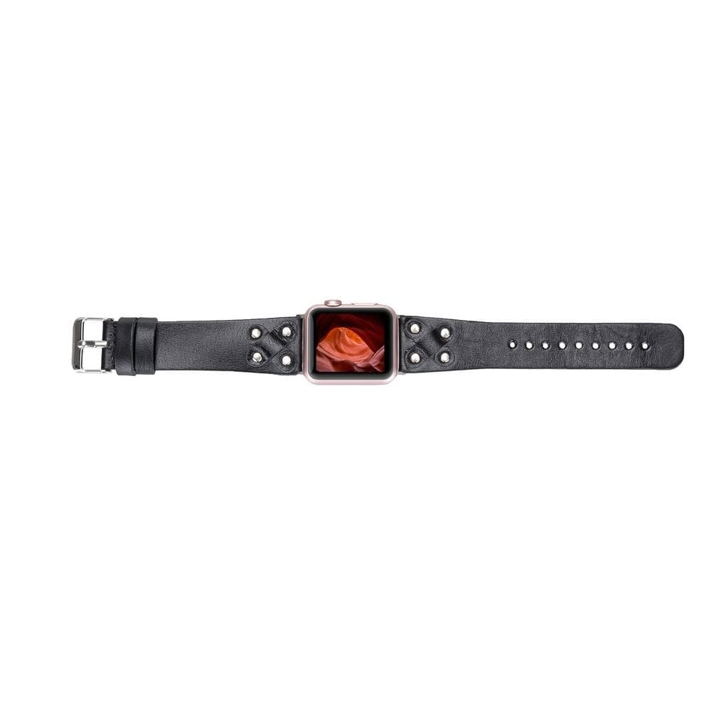 Cross Leather Apple Watch Band with Silver Trok