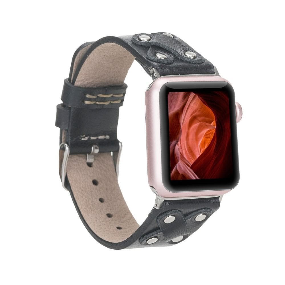 Cross Leather Apple Watch Band with Silver Trok