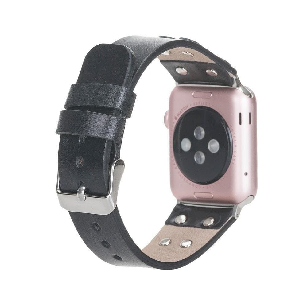 Cross Leather Apple Watch Band with Silver Trok