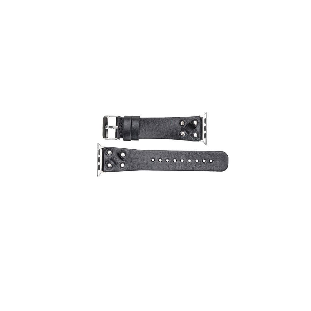 Cross Leather Apple Watch Band with Silver Trok