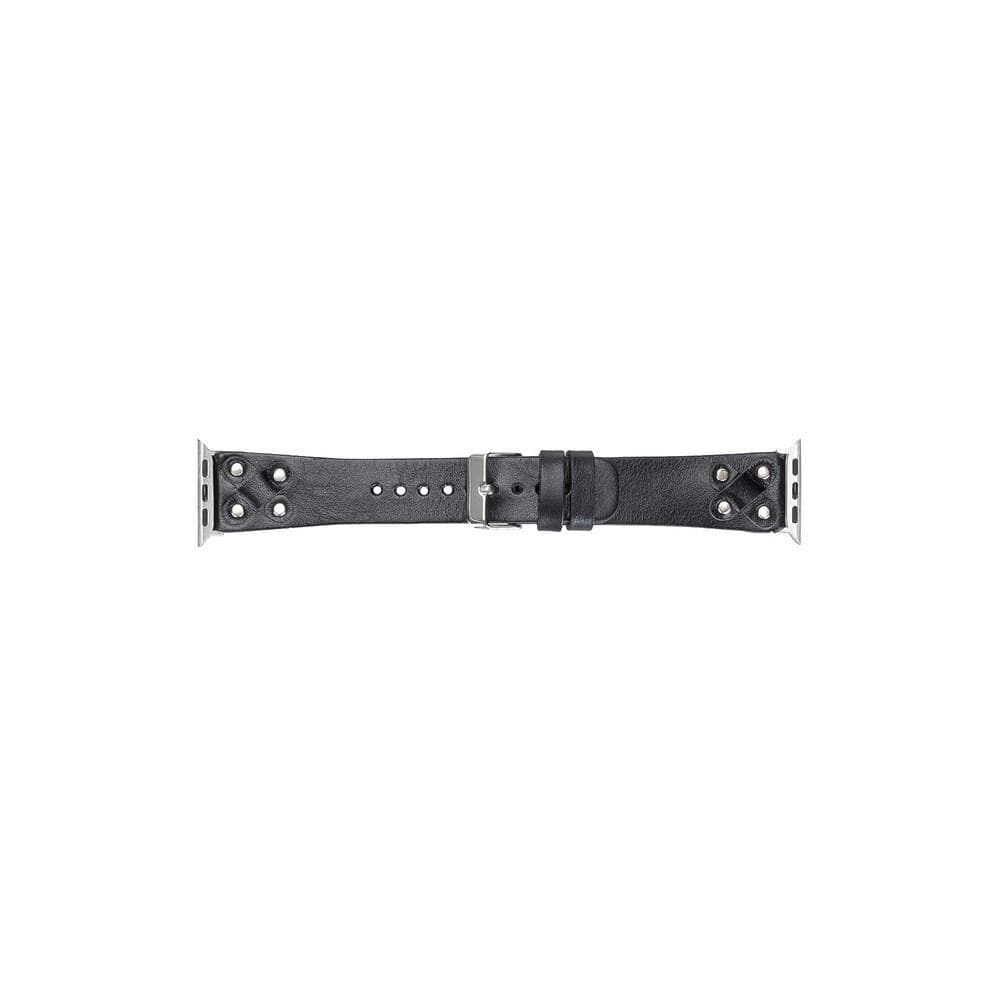 Cross Leather Apple Watch Band with Silver Trok