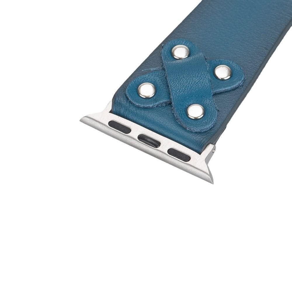 Cross Leather Apple Watch Band with Silver Trok