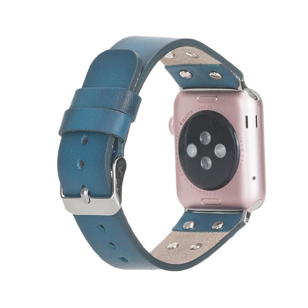 Cross Leather Apple Watch Band with Silver Trok