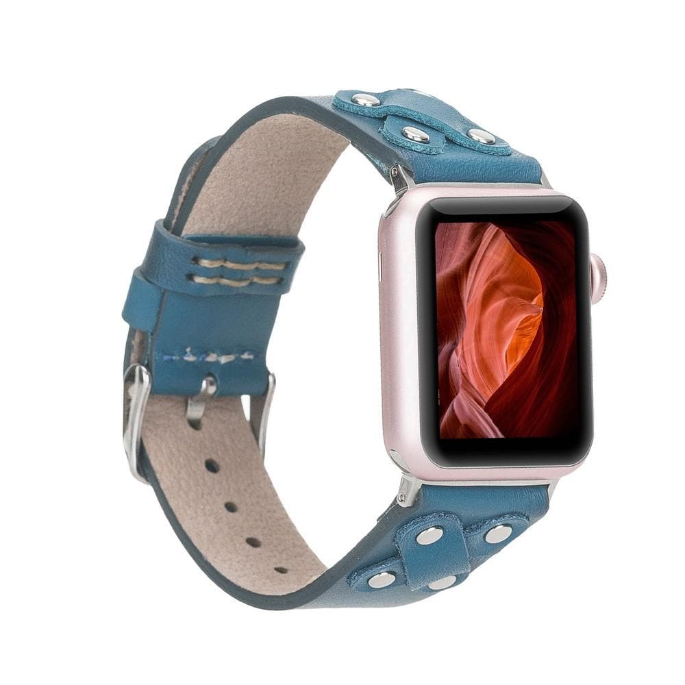 Cross Leather Apple Watch Band with Silver Trok