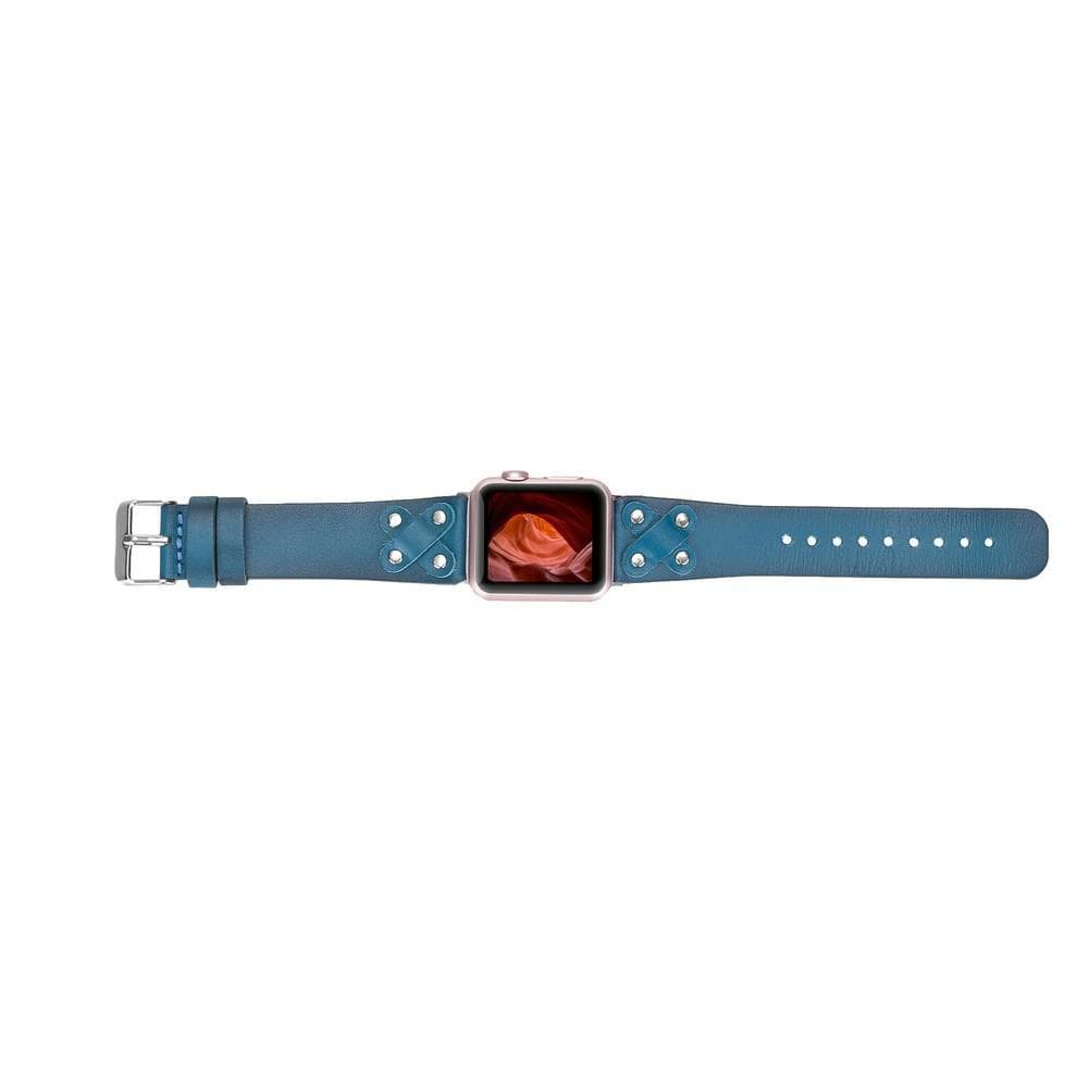 Cross Leather Apple Watch Band with Silver Trok
