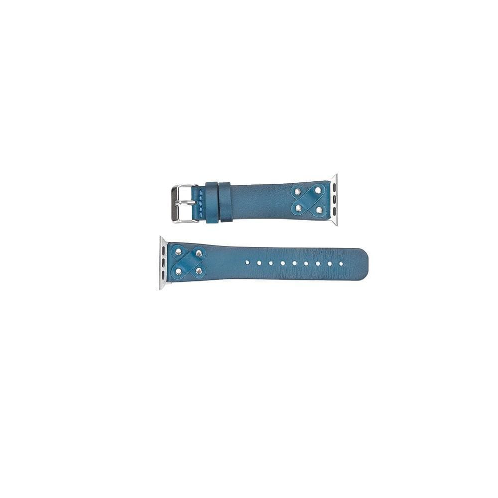 Cross Leather Apple Watch Band with Silver Trok