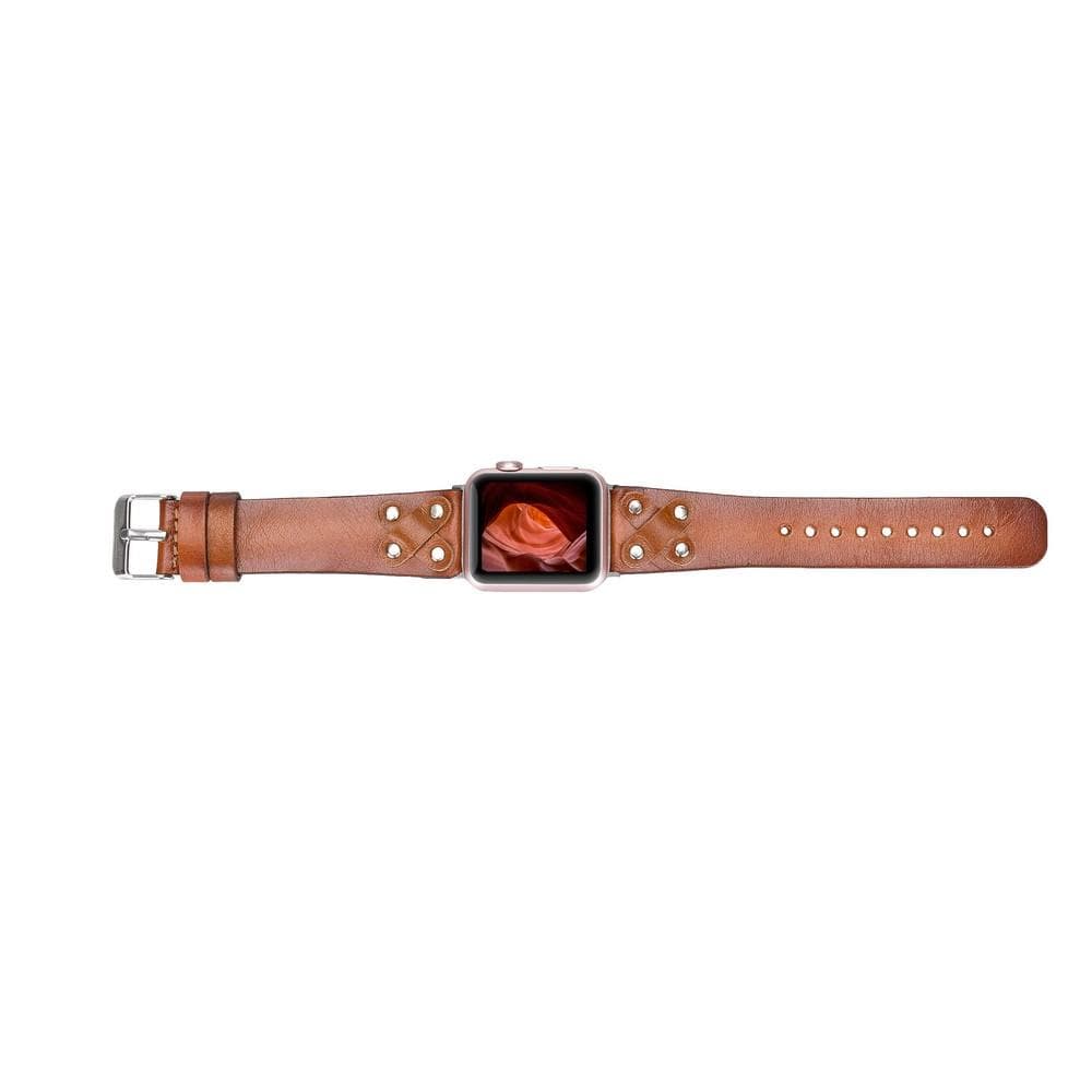 Cross Leather Apple Watch Band with Silver Trok