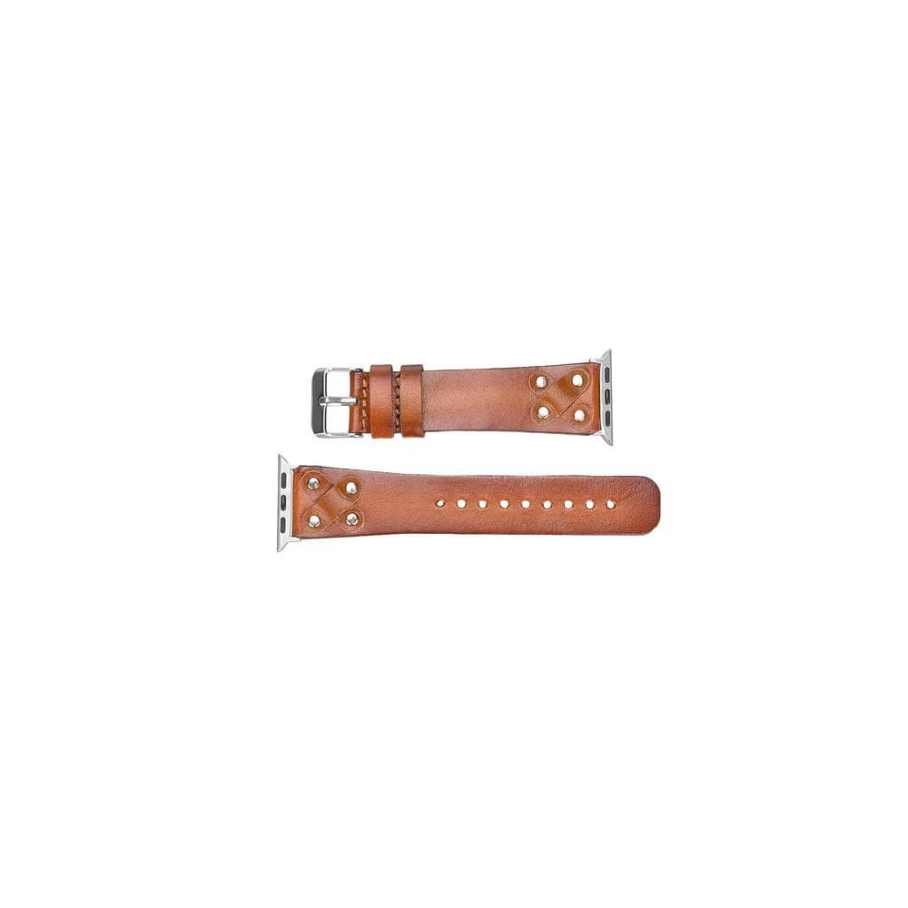 Cross Leather Apple Watch Band with Silver Trok