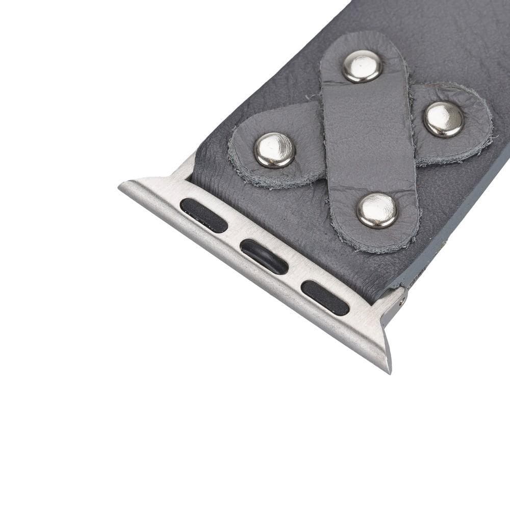 Cross Leather Apple Watch Band with Silver Trok