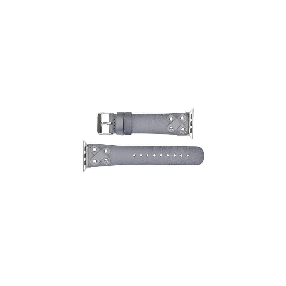Cross Leather Apple Watch Band with Silver Trok