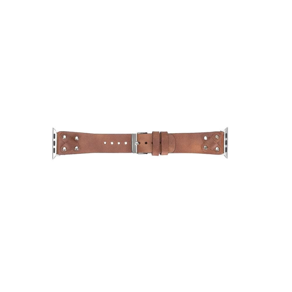 Cross Leather Apple Watch Band with Silver Trok