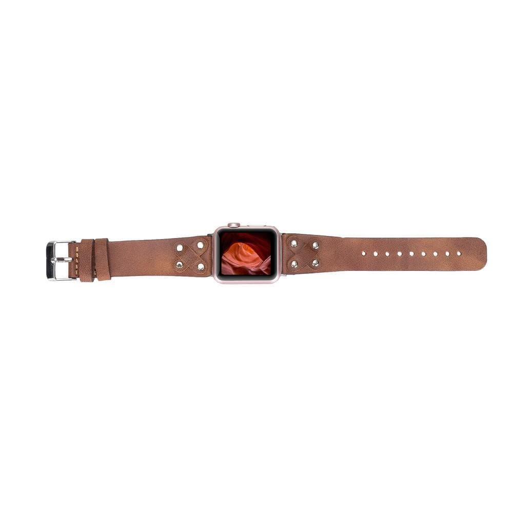 Cross Leather Apple Watch Band with Silver Trok