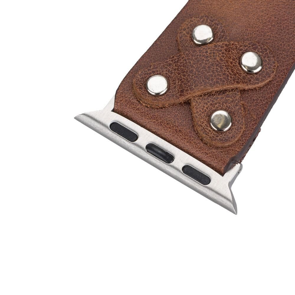 Cross Leather Apple Watch Band with Silver Trok