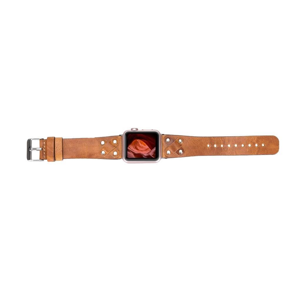 Cross Leather Apple Watch Band with Silver Trok