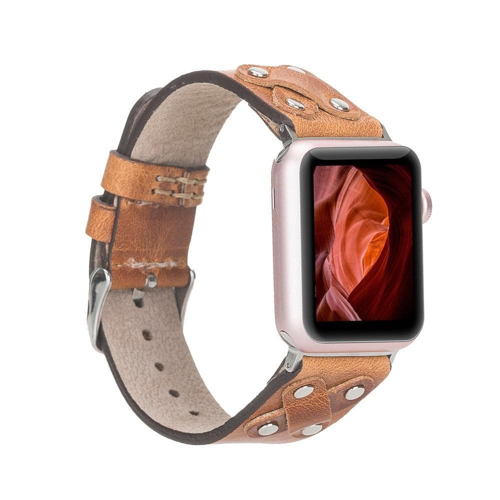 Cross Leather Apple Watch Band with Silver Trok