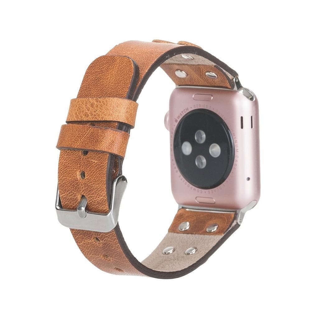 Cross Leather Apple Watch Band with Silver Trok