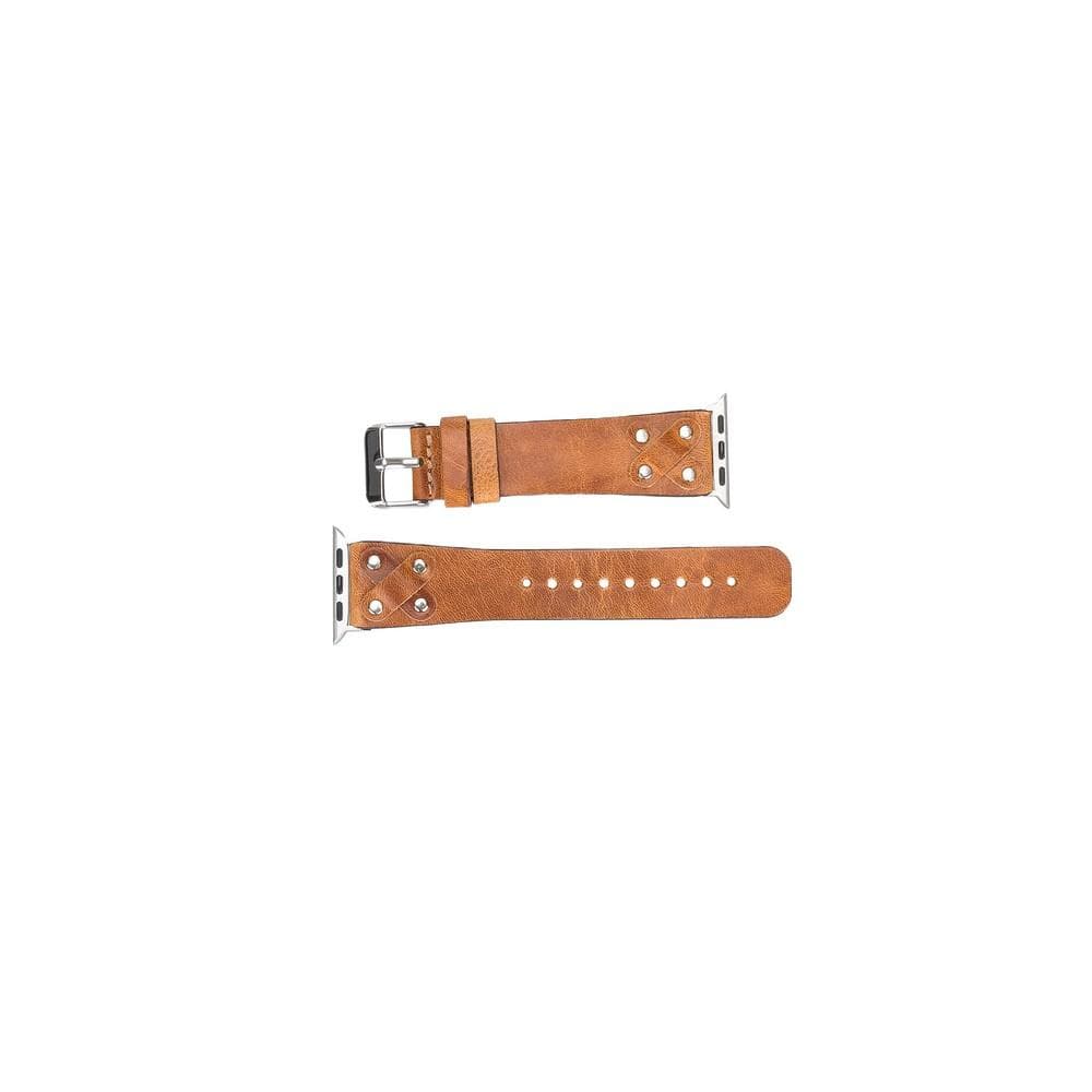 Cross Leather Apple Watch Band with Silver Trok