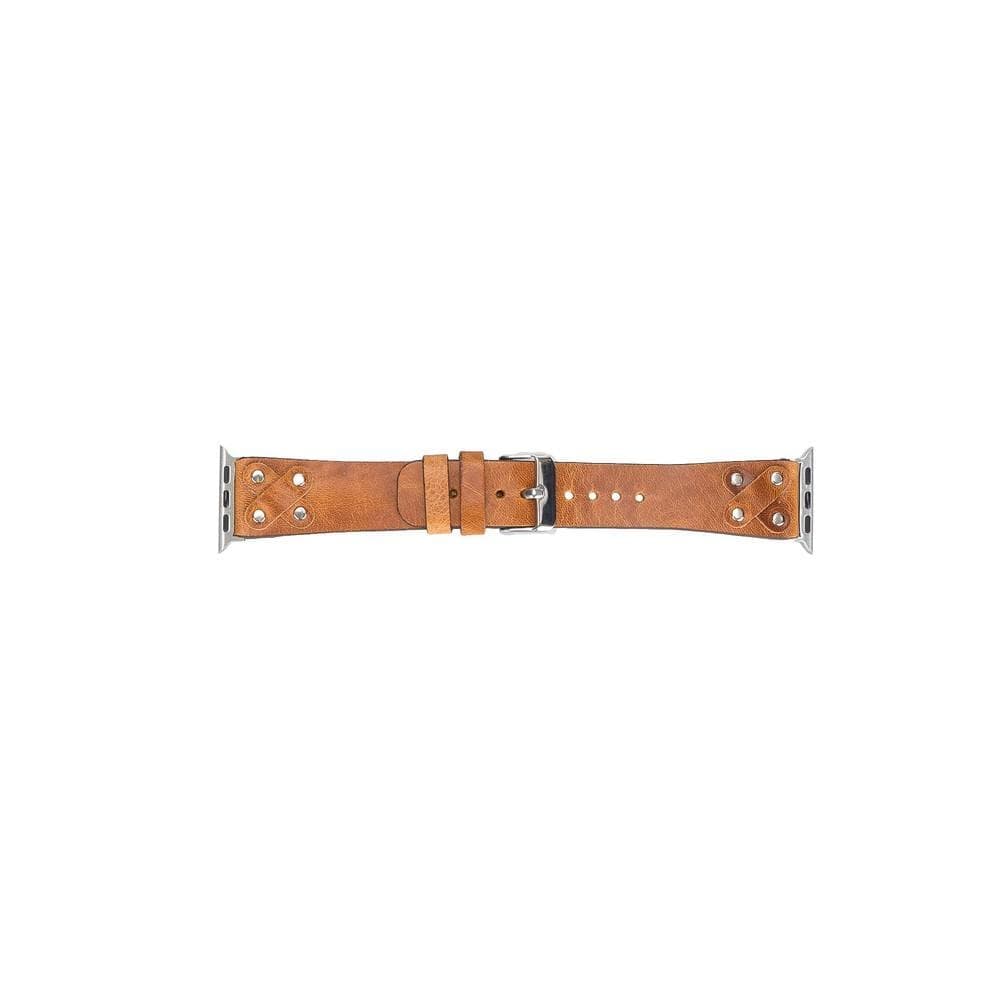 Cross Leather Apple Watch Band with Silver Trok