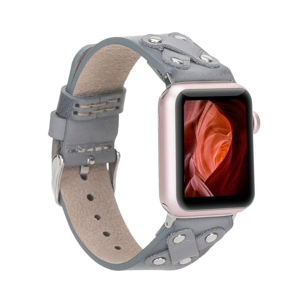 Cross Leather Apple Watch Band with Silver Trok