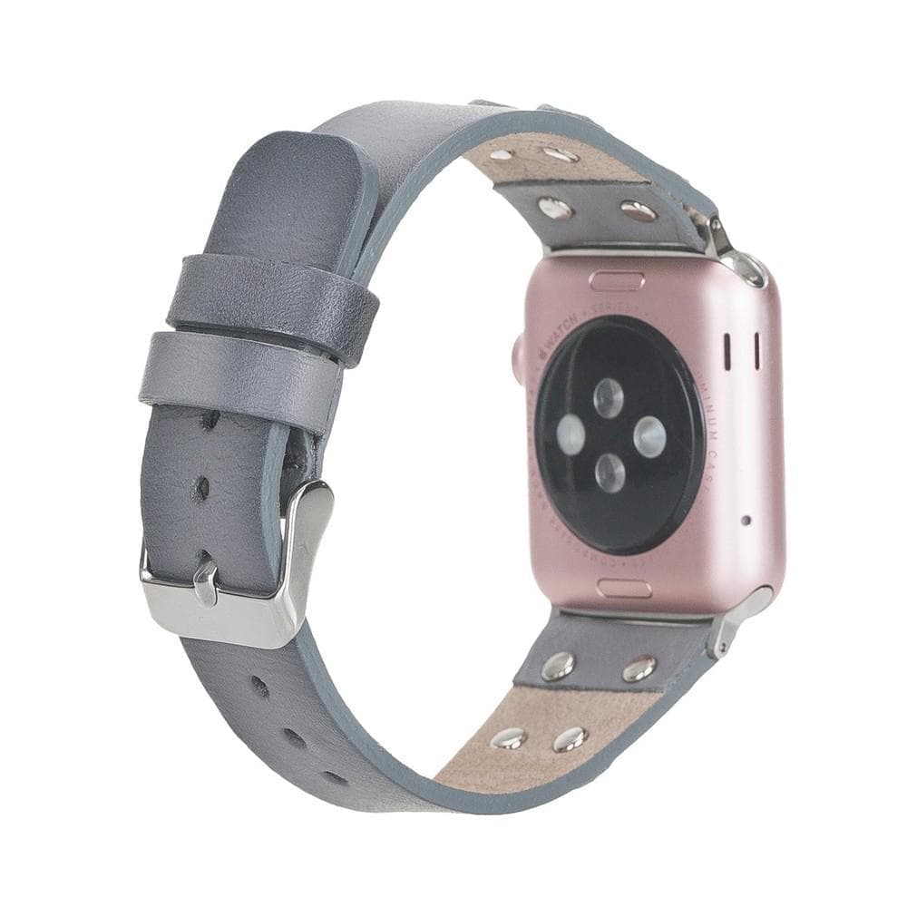 Cross Leather Apple Watch Band with Silver Trok
