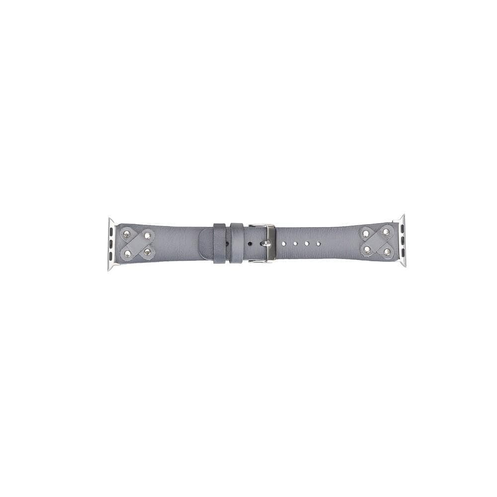 Cross Leather Apple Watch Band with Silver Trok