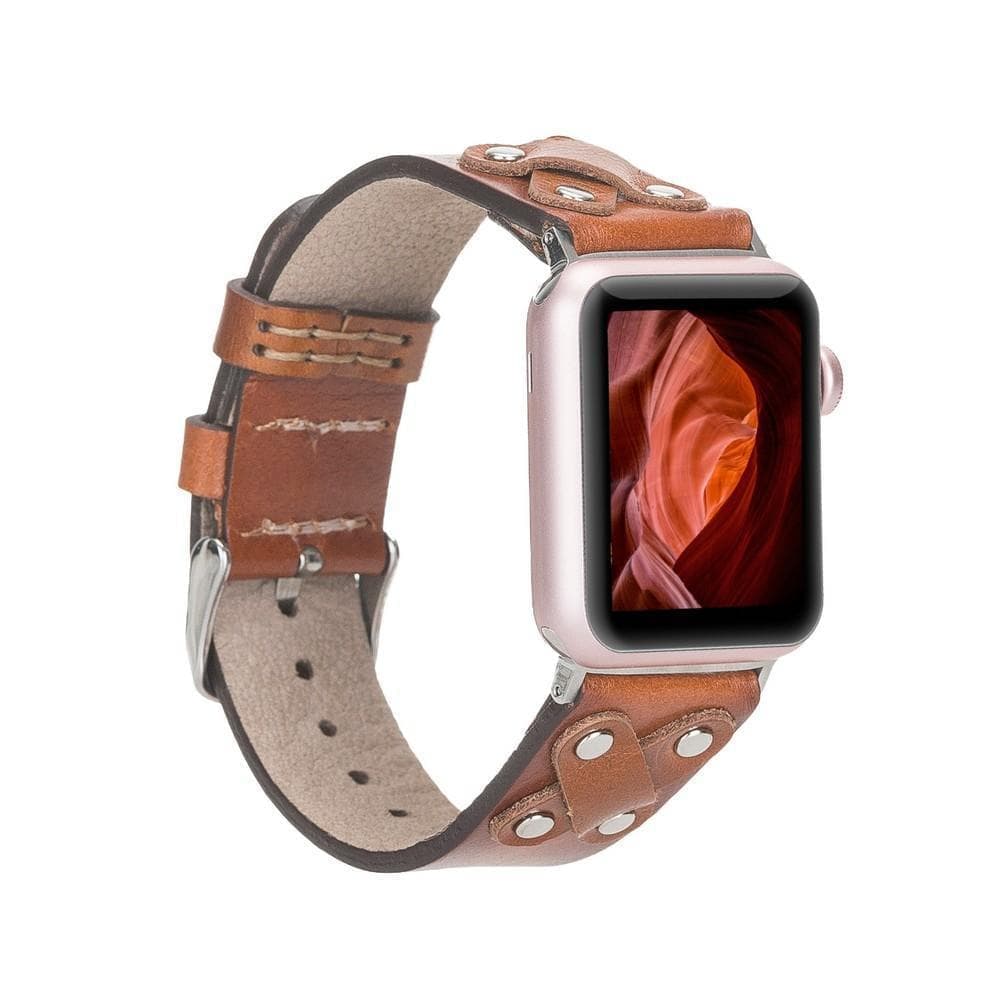 Cross Leather Apple Watch Band with Silver Trok