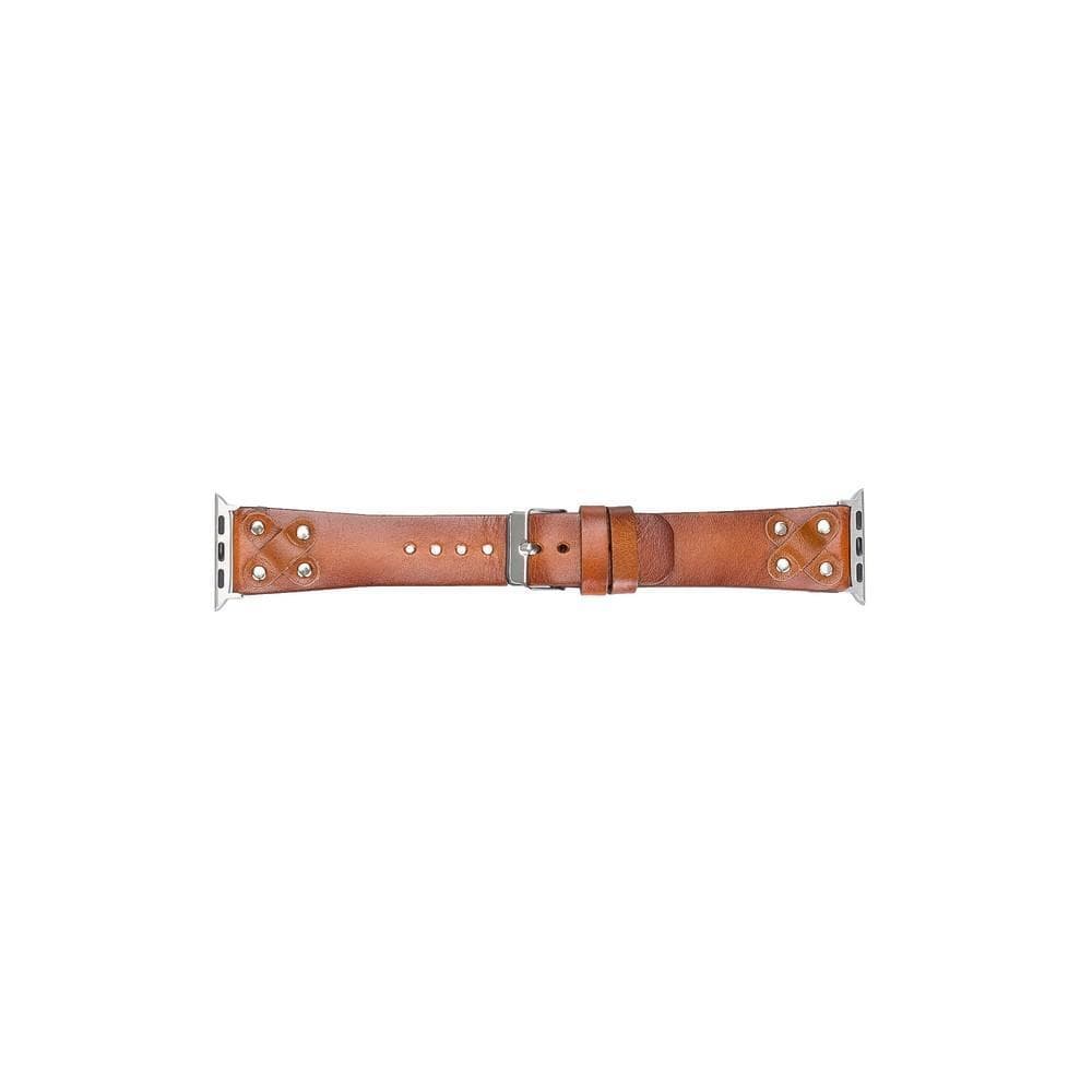 Cross Leather Apple Watch Band with Silver Trok