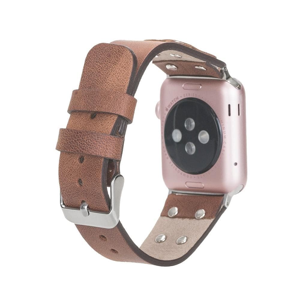 Cross Leather Apple Watch Band with Silver Trok