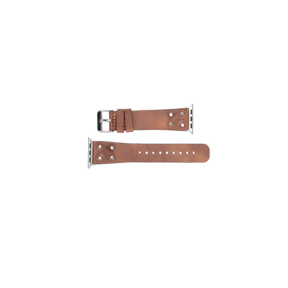 Cross Leather Apple Watch Band with Silver Trok