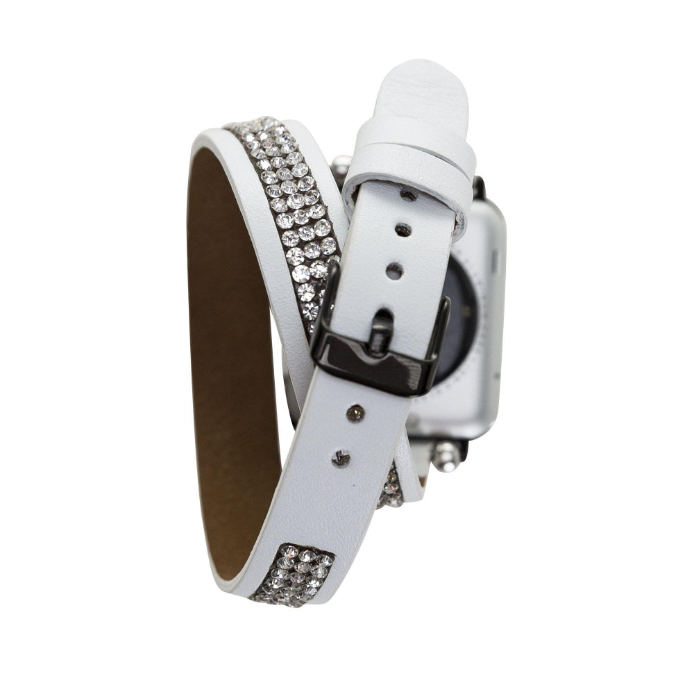 Crystal Double Tour Leather Apple Watch Band