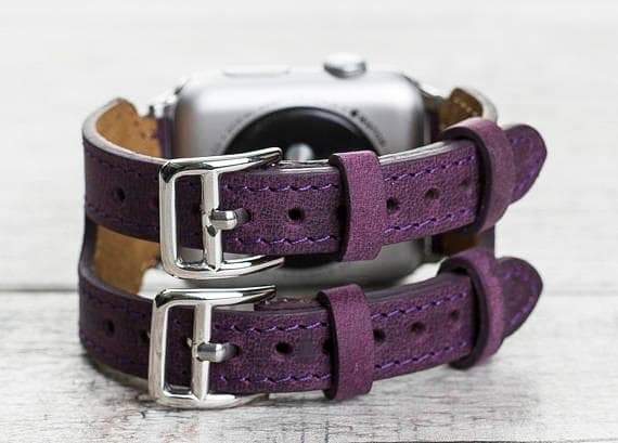 Bracelet de montre Apple Watch en cuir à double manchette