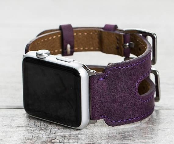 Bracelet de montre Apple Watch en cuir à double manchette