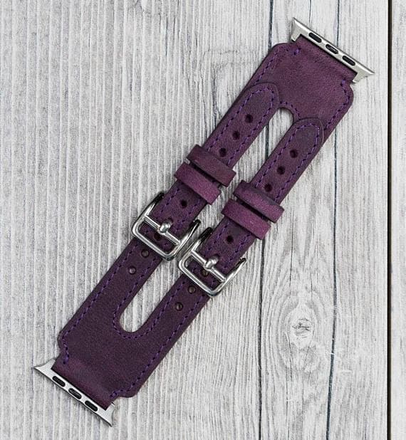 Bracelet de montre Apple Watch en cuir à double manchette