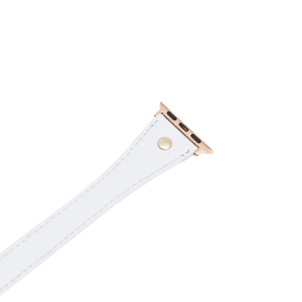 Hector Double Tour Leather Apple Watch Band with Gold Trok