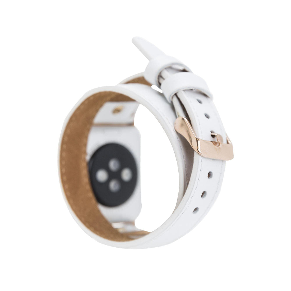 Hector Double Tour Leather Apple Watch Band with Gold Trok