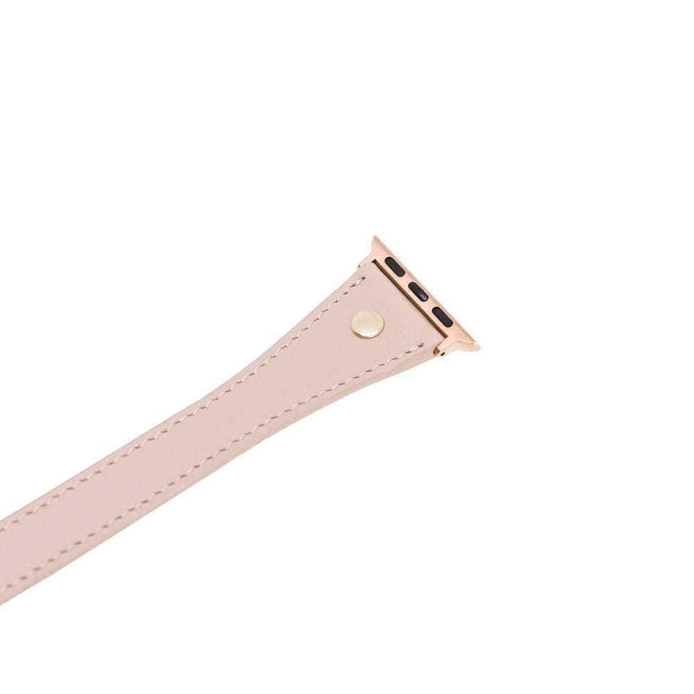 Hector Double Tour Leather Apple Watch Band with Gold Trok