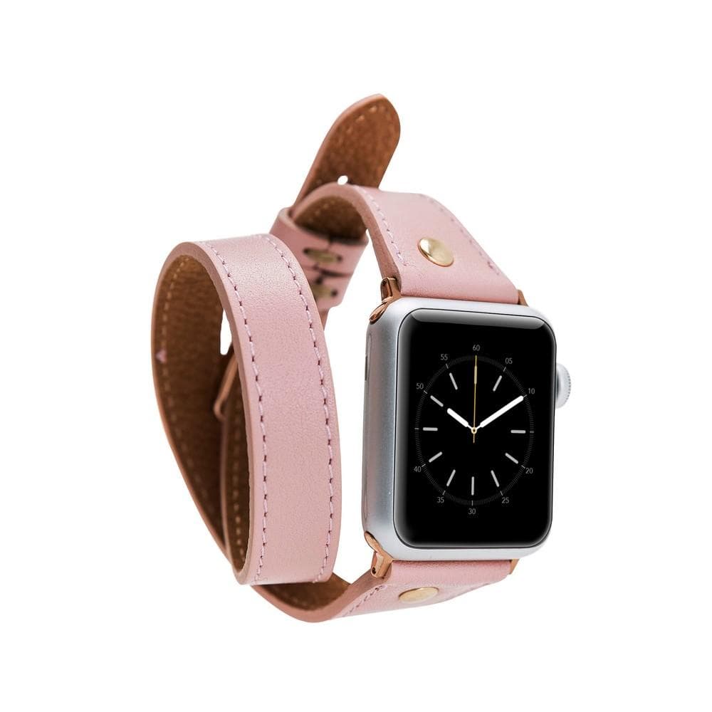Hector Double Tour Leather Apple Watch Band with Gold Trok