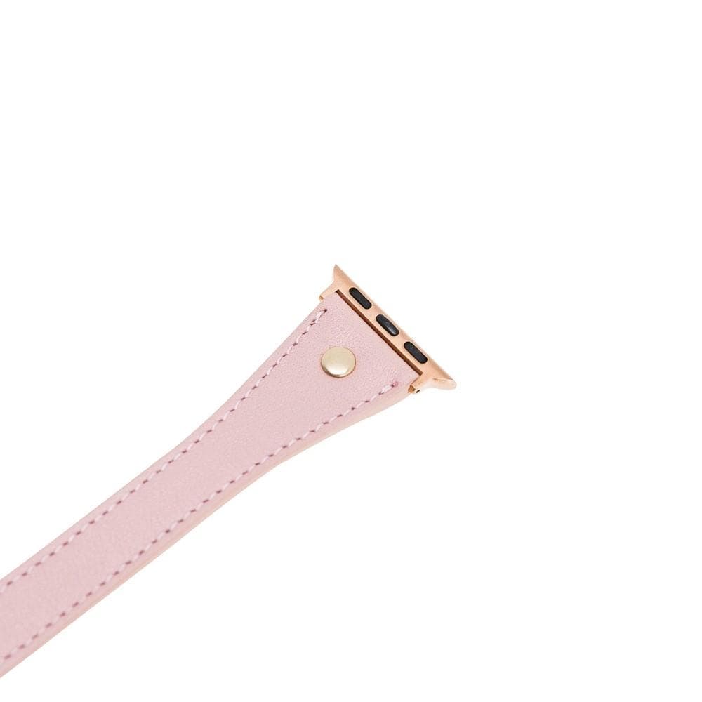 Hector Double Tour Leather Apple Watch Band with Gold Trok