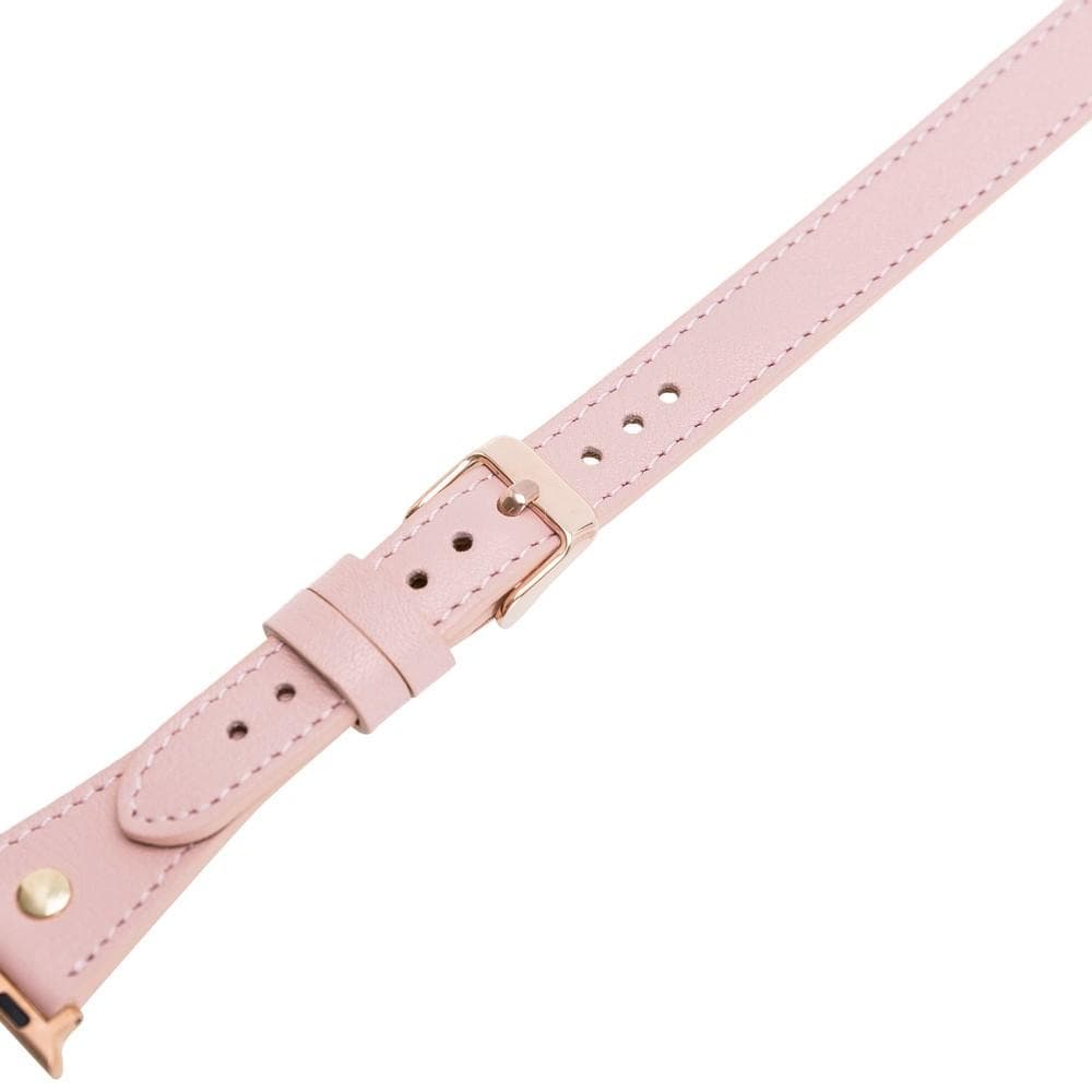 Hector Double Tour Leather Apple Watch Band with Gold Trok