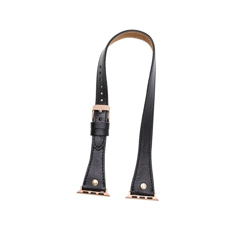 Hector Double Tour Leather Apple Watch Band with Gold Trok