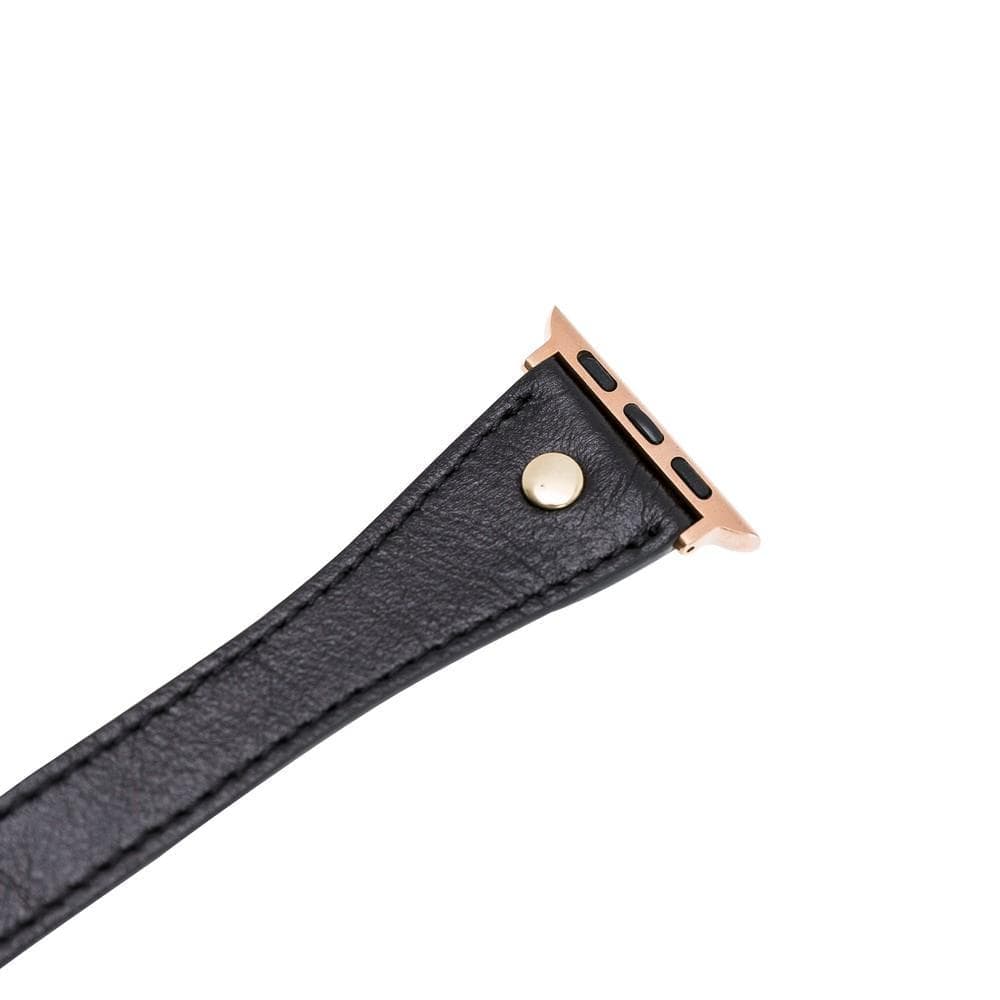Hector Double Tour Leather Apple Watch Band with Gold Trok