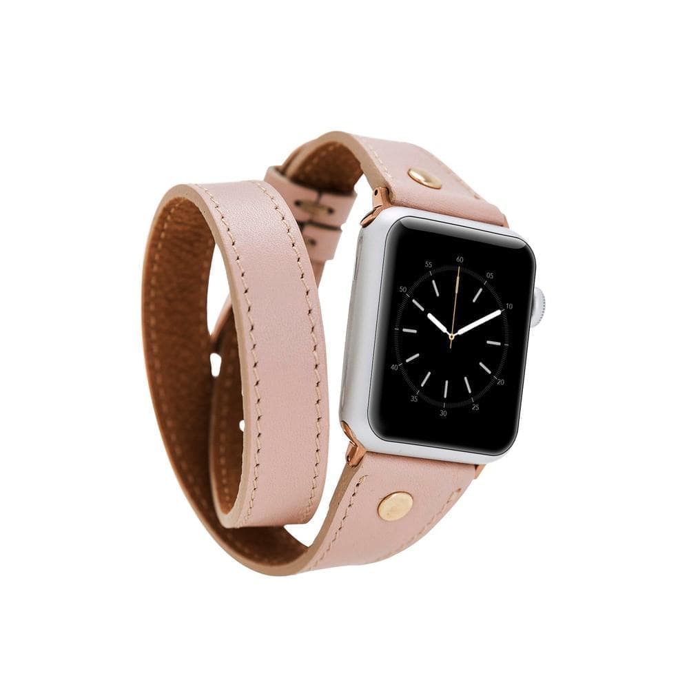 Hector Double Tour Leather Apple Watch Band with Gold Trok